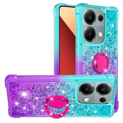 For Xiaomi Redmi Note 13 Pro 4G/Poco M6 Pro 4G Ring Buckle Anti-fall Scratch Resistant Gradient Quicksand Soft TPU Back Cover Phone Case