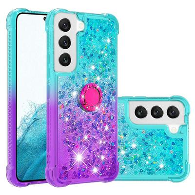 For Samsung Galaxy S23 Ring Buckle Anti-fall Scratch Resistant Gradient Quicksand Soft TPU Back Cover Phone Case