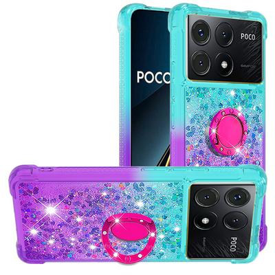 For Xiaomi Poco X6 Pro/Redmi K70E Ring Buckle Anti-fall Scratch Resistant Gradient Quicksand Soft TPU Back Cover Phone Case