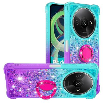 For Xiaomi Redmi A3 Ring Buckle Anti-fall Scratch Resistant Gradient Quicksand Soft TPU Back Cover Phone Case