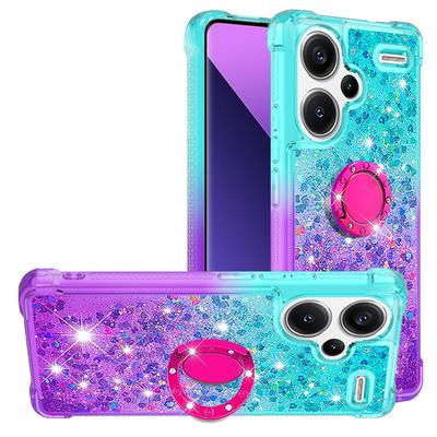 For Xiaomi Redmi Note 13 Pro Plus 5G Ring Buckle Anti-fall Scratch Resistant Gradient Quicksand Soft TPU Back Cover Phone Case