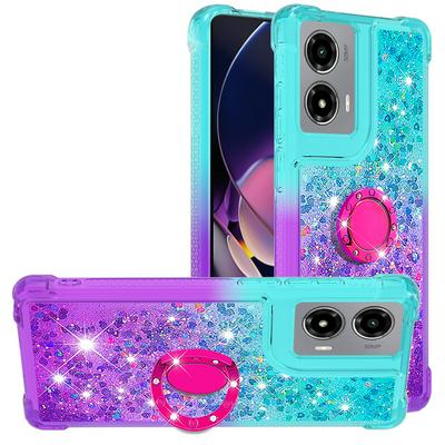 For Motorola Moto G Stylus 5G 2024 Ring Buckle Anti-fall Scratch Resistant Gradient Quicksand Soft TPU Back Cover Phone Case