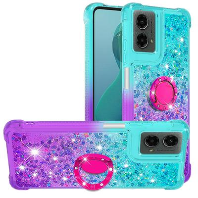 For Motorola Moto G Play 5G 2024/Moto G 5G 2024 Ring Buckle Anti-fall Scratch Resistant Gradient Quicksand Soft TPU Back Cover Phone Case
