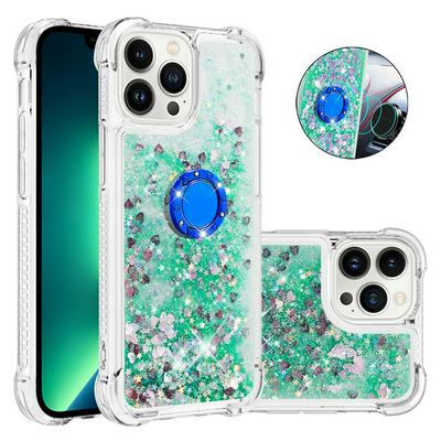 For iPhone 14 Pro Max Core Bling Diamond Ring Buckle Anti-fall Quicksand Soft TPU Back Cover Phone Case