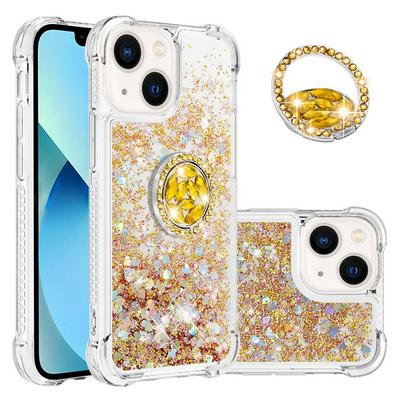 For iPhone 14 Core Bling Diamond Ring Buckle Anti-fall Quicksand Soft TPU Back Cover Phone Case