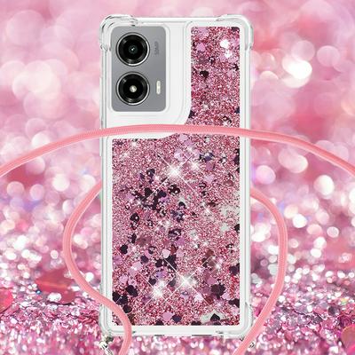 For Motorola Moto G Stylus 5G 2024 Solid Color Anti-fall Quicksand Soft TPU Back Phone Cover with Lanyard