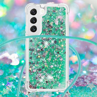 For Samsung Galaxy S23 Plus Solid Color Anti-fall Quicksand Soft TPU Back Phone Cover with Lanyard