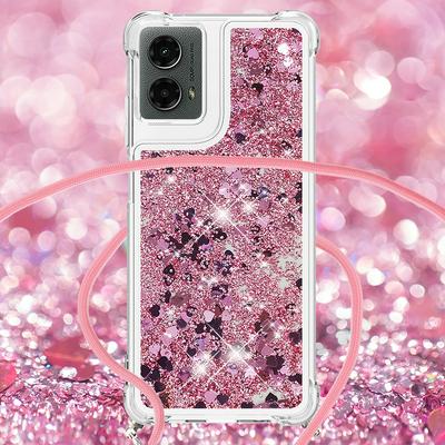 For Motorola Moto G Play 5G 2024/Moto G 5G 2024 Solid Color Anti-fall Quicksand Soft TPU Back Phone Cover with Lanyard