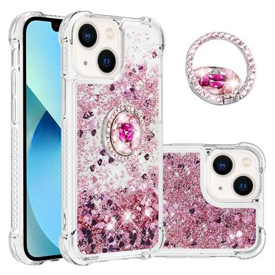 For iPhone 14 Plus Core Bling Diamond Ring Buckle Anti-fall Quicksand Soft TPU Back Cover Phone Case