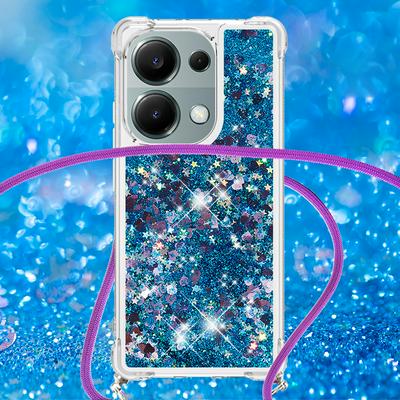 For Xiaomi Redmi Note 13 Pro 4G/Poco M6 Pro 4G Solid Color Anti-fall Quicksand Soft TPU Back Phone Cover with Lanyard