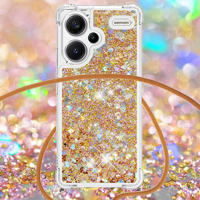 For Xiaomi Redmi Note 13 Pro Plus 5G Solid Color Anti-fall Quicksand Soft TPU Back Phone Cover with Lanyard