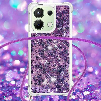 For Xiaomi Redmi Note 13 4G Solid Color Anti-fall Quicksand Soft TPU Back Phone Cover with Lanyard