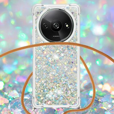 For Xiaomi Redmi A3 Solid Color Anti-fall Quicksand Soft TPU Back Phone Cover with Lanyard