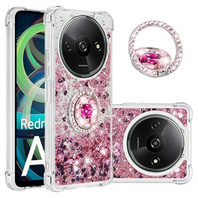 For Xiaomi Redmi A3 Core Bling Diamond Ring Buckle Anti-fall Quicksand Soft TPU Back Cover Phone Case