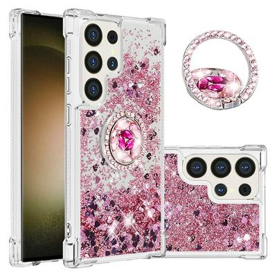 For Samsung Galaxy S25 Ultra Bling Diamond Ring Buckle Anti-fall Quicksand Soft TPU Back Cover Phone Case