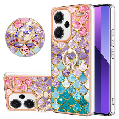 For Xiaomi Redmi Note 13 Pro Plus 5G IMD Series-6 Ring Kickstand Feature Anti-wear Electroplated Frame TPU Case IMD Protective Back Cover