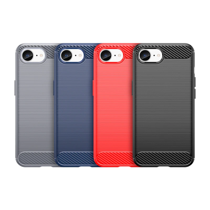 For iPhone SE 4 Carbon Fiber Drawing Series Scratch Resistant Shock Absorption Soft TPU Back Cover Case