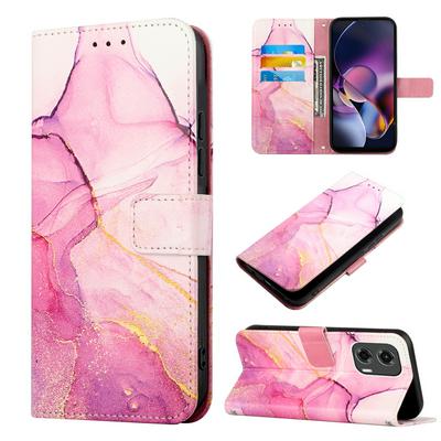 For Motorola Moto G Stylus 5G 2024 Marble Pattern Scratch Resistant Magnetic Buckle Flip Leather Case with Wrist Strap