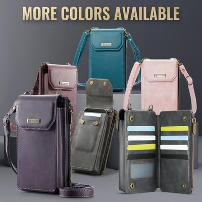 CASEME Me40 4.0-7.3-inch Vertical Phone Bag Purse PU Leather RFID Blocking Crossbody Shoulder Bag 