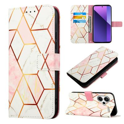 For Xiaomi Redmi Note 13 Pro Plus 5G Marble Pattern Scratch Resistant Magnetic Buckle Flip Leather Case with Wrist Strap