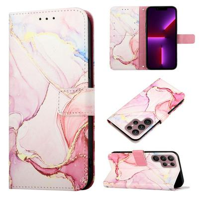 For Samsung Galaxy S22 Ultra Marble Pattern Scratch Resistant Magnetic Buckle Flip Leather Case with Wrist Strap