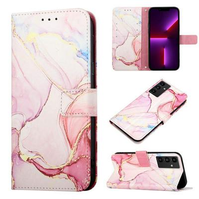 For Samsung Galaxy A34 5G Marble Pattern Scratch Resistant Magnetic Buckle Flip Leather Case with Wrist Strap