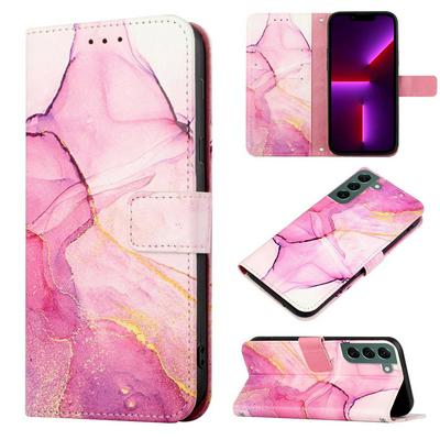 For Samsung Galaxy S22 Marble Pattern Scratch Resistant Magnetic Buckle Flip Leather Case with Wrist Strap