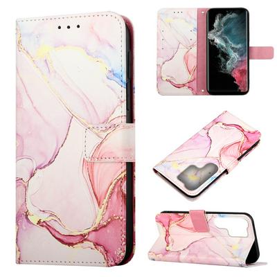 For Samsung Galaxy S23 Ultra Marble Pattern Scratch Resistant Magnetic Buckle Flip Leather Case with Wrist Strap