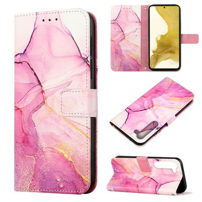For Samsung Galaxy S23 Plus Marble Pattern Scratch Resistant Magnetic Buckle Flip Leather Case with Wrist Strap