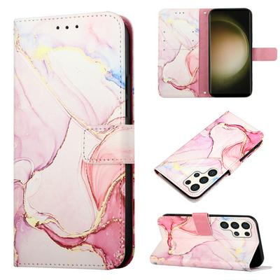 For Samsung Galaxy S24 Ultra Marble Pattern Scratch Resistant Magnetic Buckle Flip Leather Case with Wrist Strap