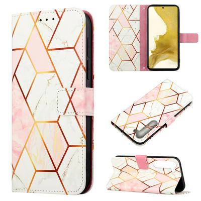 For Samsung Galaxy S23 Marble Pattern Scratch Resistant Magnetic Buckle Flip Leather Case with Wrist Strap