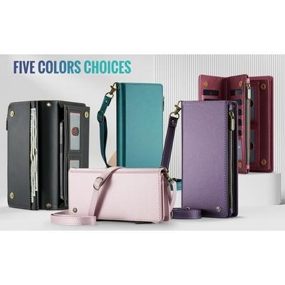 CASEME Me10 Crossbody Bag for 4.0-6.7'' Phone Zipper Wallet Purses Leather Case with 12-Card Holder