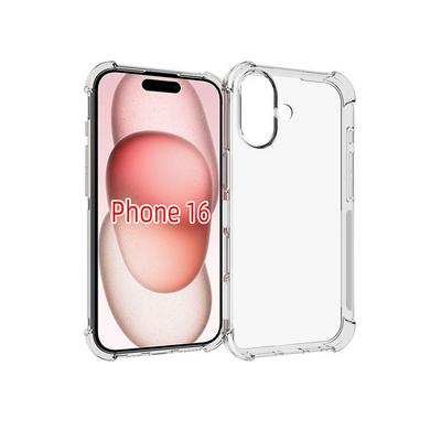 iPhone 16 Anti-Fingerprint Non-Slip Waterproof Four Corners Shockproof Transparent Soft TPU Back Cover Protective Case