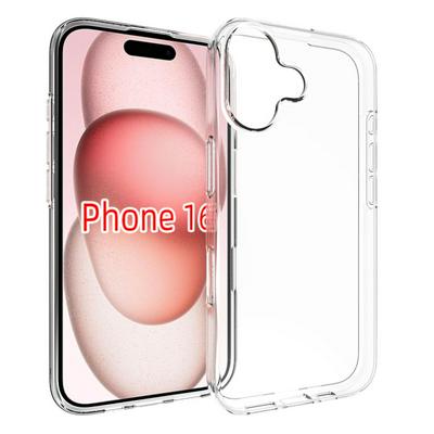 For iPhone 16 Transparent Shockproof Scratch Resistant Soft TPU Back Cover Case