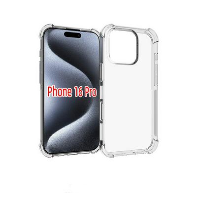iPhone 16 Pro Anti-Fingerprint Non-Slip Waterproof Four Corners Shockproof Transparent Soft TPU Back Cover Protective Case