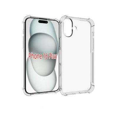 iPhone 16 Plus Anti-Fingerprint Non-Slip Waterproof Four Corners Shockproof Transparent Soft TPU Back Cover Protective Case