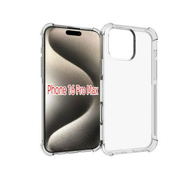 iPhone 16 Pro Max Anti-Fingerprint Non-Slip Waterproof Four Corners Shockproof Transparent Soft TPU Back Cover Protective Case