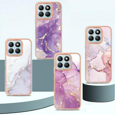 For Honor X8b IMD Marble Pattern Electroplated Phone Case IMD 2.0mm TPU Skin Anti-Scratch Cover