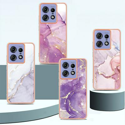 For Motorola Moto Edge 50 Pro IMD Marble Pattern Electroplated Phone Case IMD 2.0mm TPU Skin Anti-Scratch Cover