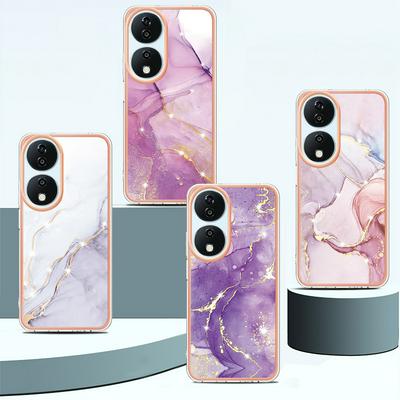 For Honor X7b IMD Marble Pattern Electroplated Phone Case IMD 2.0mm TPU Skin Anti-Scratch Cover