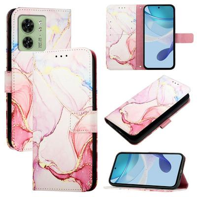 For Motorola Moto Edge 40 5G/Edge 2023 Marble Pattern Scratch Resistant Magnetic Buckle Flip Leather Case with Wrist Strap