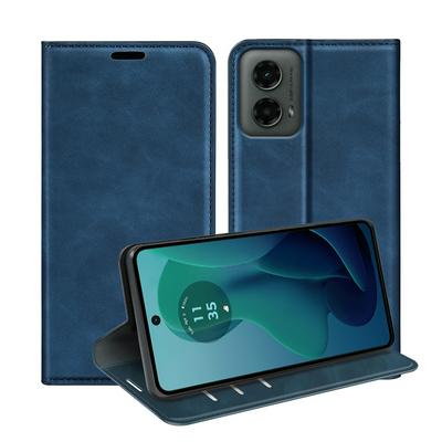 For Motorola Moto G 5G 2024 Skin Feel Magnetic Attraction Flip Leather Wallet Case with Card Slot and Stand