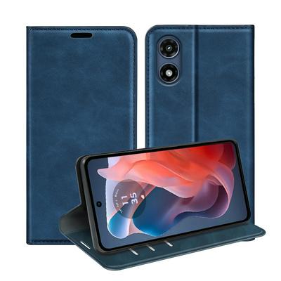 For Motorola Moto G Play 2024 Skin Feel Magnetic Attraction Flip Leather Wallet Case with Card Slot and Stand