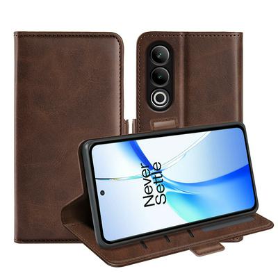 For Oneplus Ace 3V Double Buckle Wallet Style Folio Flip Leather Case with Stand and Card Slots Function