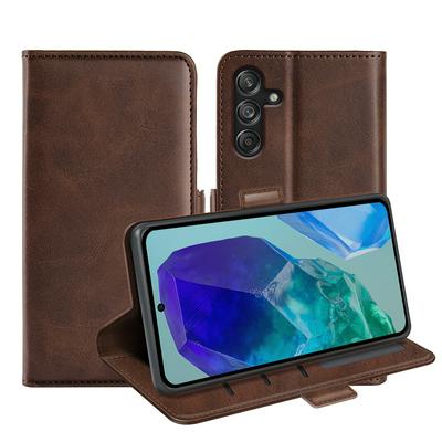 For Samsung Galaxy M55 5G/C55 5G/F55 5G Double Buckle Wallet Style Folio Flip Leather Case with Stand and Card Slots Function
