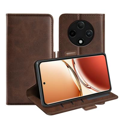 For Oppo A3 Pro 5G Double Buckle Wallet Style Folio Flip Leather Case with Stand and Card Slots Function