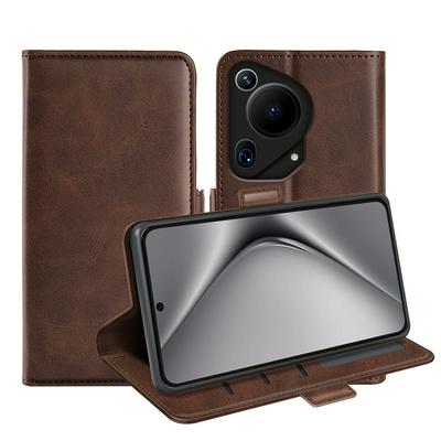 For Huawei Pura 70 Ultra Double Buckle Wallet Style Folio Flip Leather Case with Stand and Card Slots Function