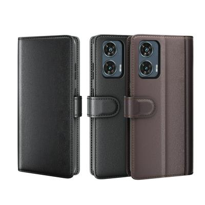 for Motorola Moto Edge 50 Fusion Side Flip Wallet Style Genuine Leather + Soft TPU Card Slots with Stand and Magnetic Buckle Case 