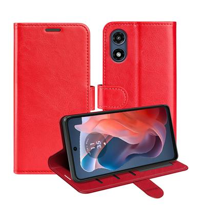 For Motorola Moto G Play 2024 R64 Pattern Single Folded Edge Folio Flip Leather Wallet Phone Case