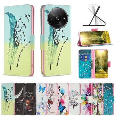 For Xiaomi Redmi A3 Color Painted Side Flip Scratch Resistant PU Leather Wallet Phone Case